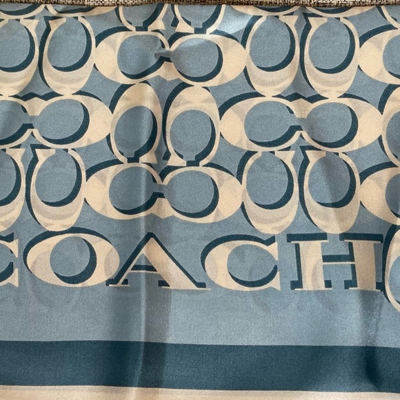 $99 COACH Signature print Silk Square Scarf - Picture 4 of 5